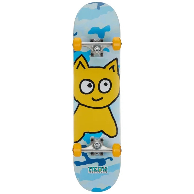 Meow Big Cat Blue Camo Complete Skateboard – 7.5″