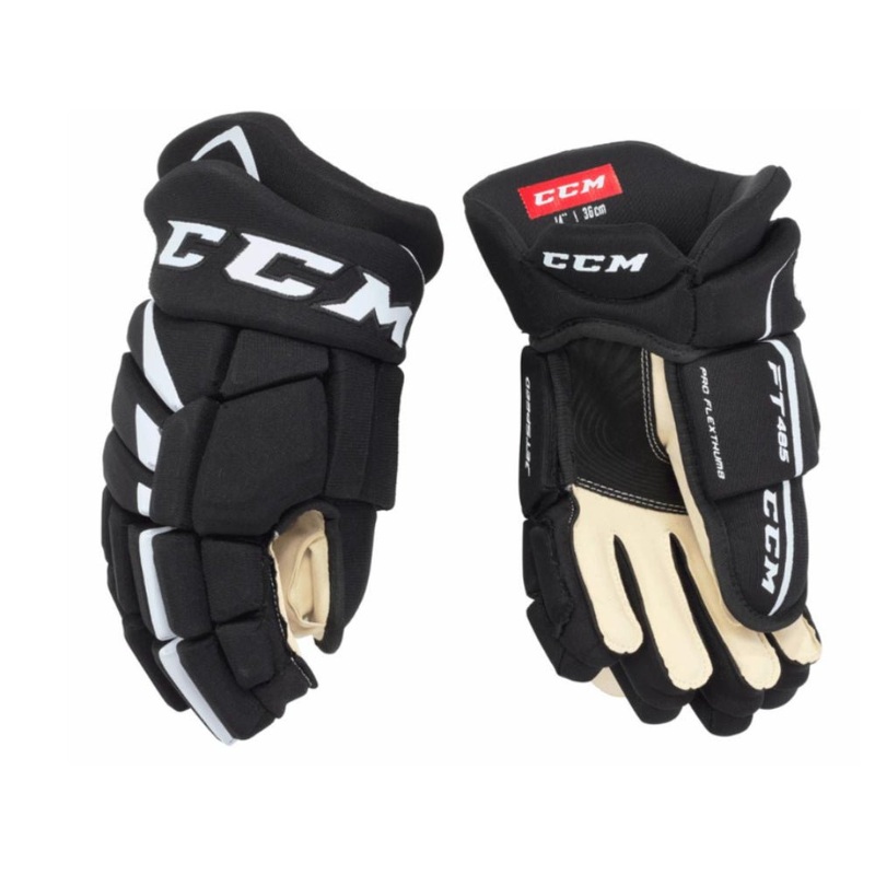 CCM Jetspeed FT485 Hockey Gloves Junior Black/White 10″