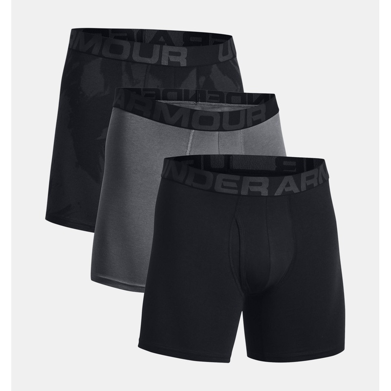 Men’s Charged Cotton 6″ Boxerjock 3-Pack BLACK/MARINE OD GREEN/INDIGO S