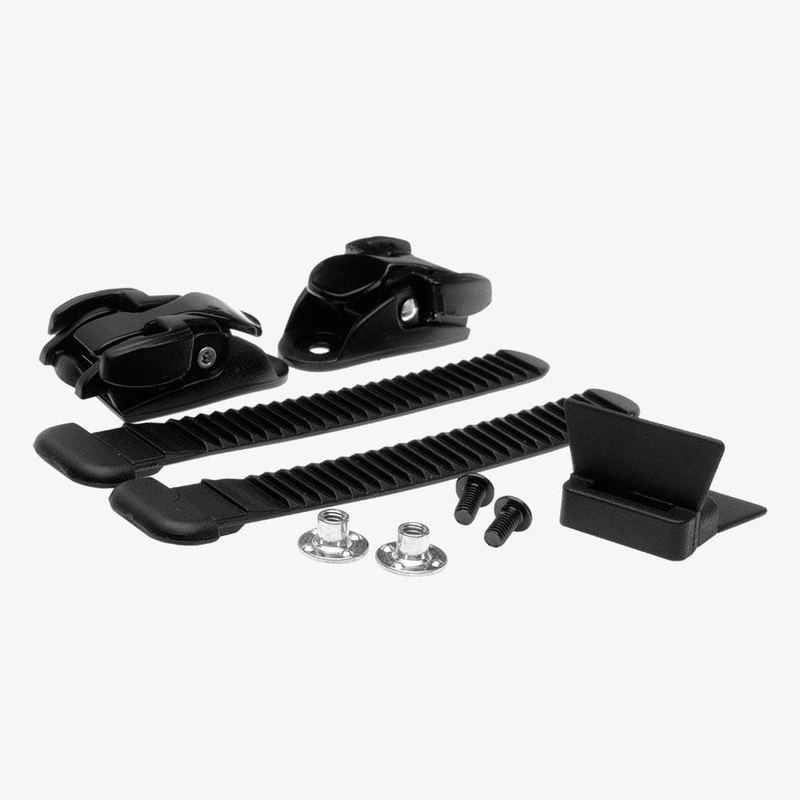 Replacement Inline Standard Buckle Kit Set (pair of buckles, loop, and ladders-11cm, screws) Black