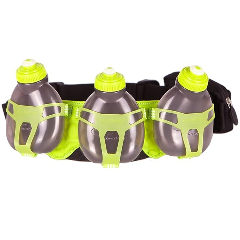 FuelBelt H3O Helium 3 Bottle Belt BLACK/LAGOON GREEN