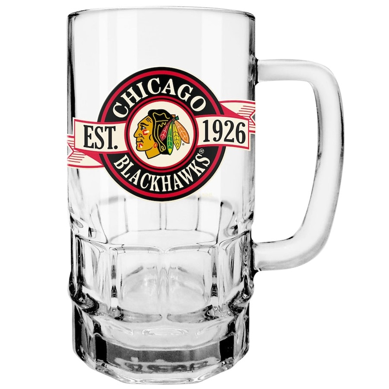 TSV NHL 18oz Banner Beer Stein Mug with Handle CHICAGO BLACKHAWKS