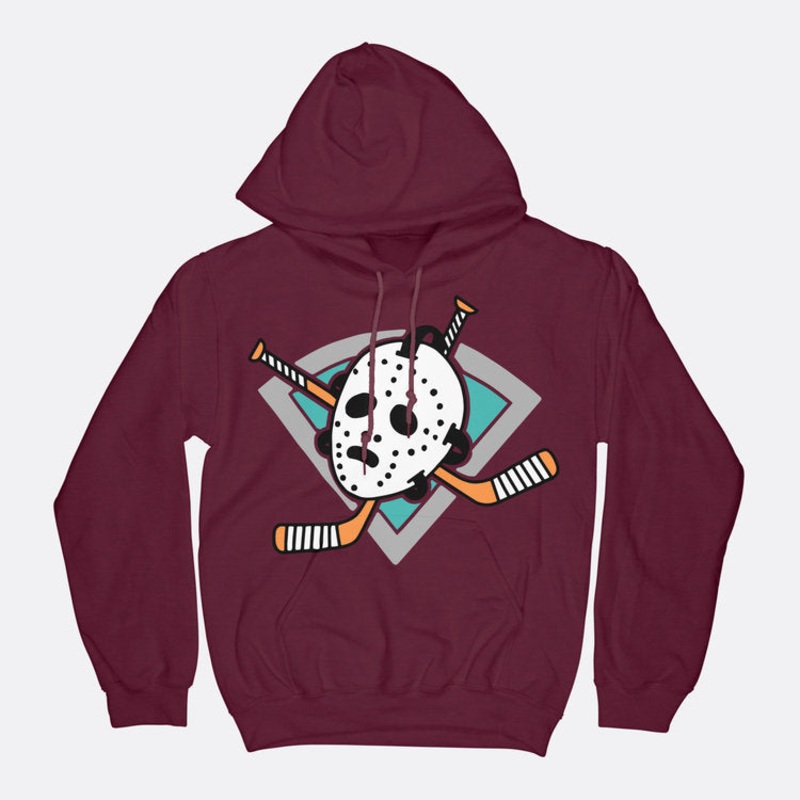 ‘MIGHTY MASK’ BURGANDY PULLOVER HOODIE SNR M