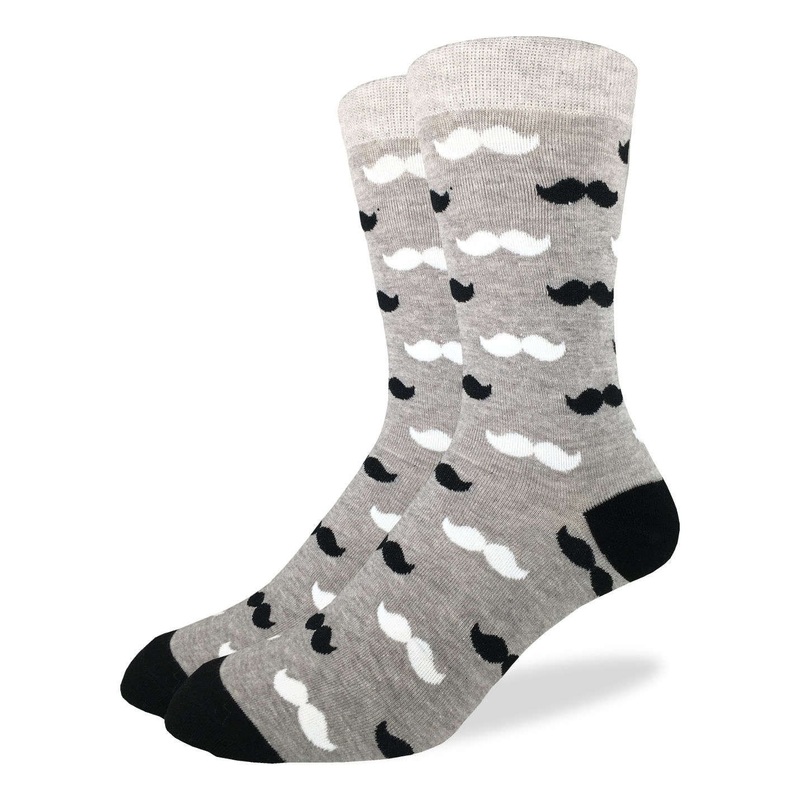 Black & Grey Moustache Socks 7-12