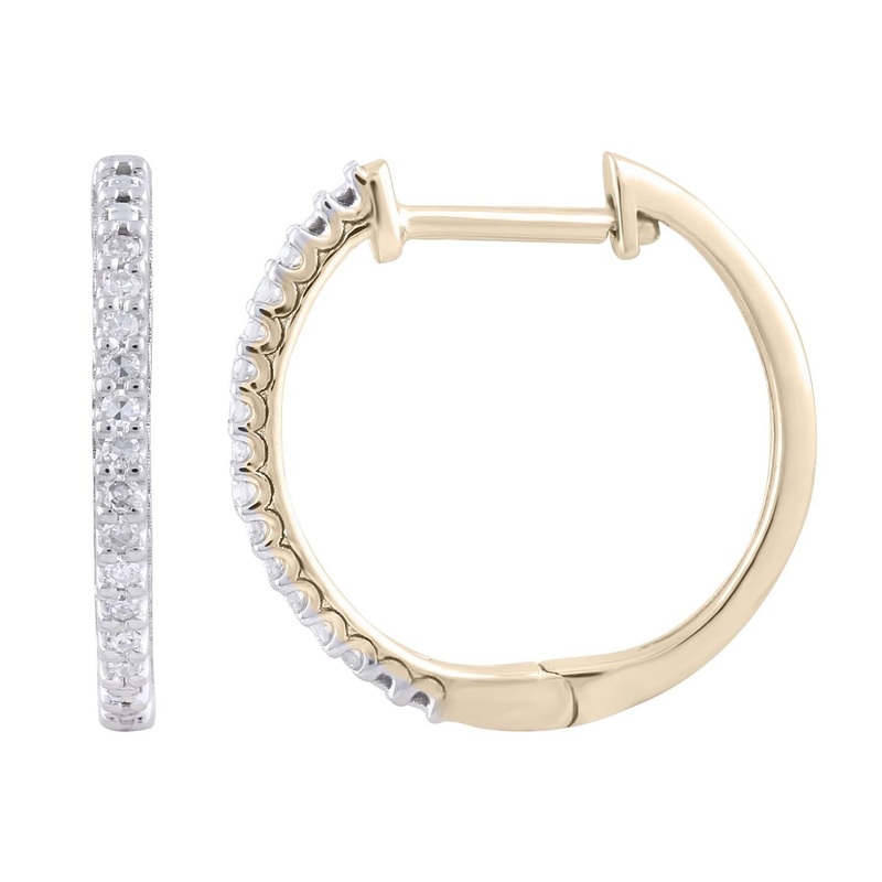 0.10ct Diamond Hoop Earrings In 9ct Yellow Gold