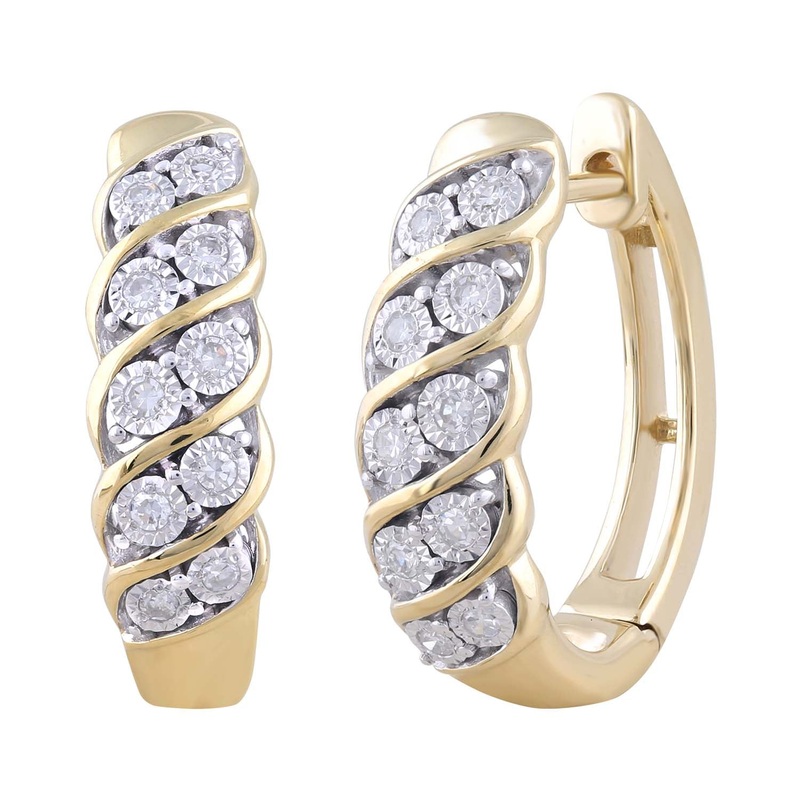 0.15ct Diamond Huggie Earrings 9ct Yellow Gold