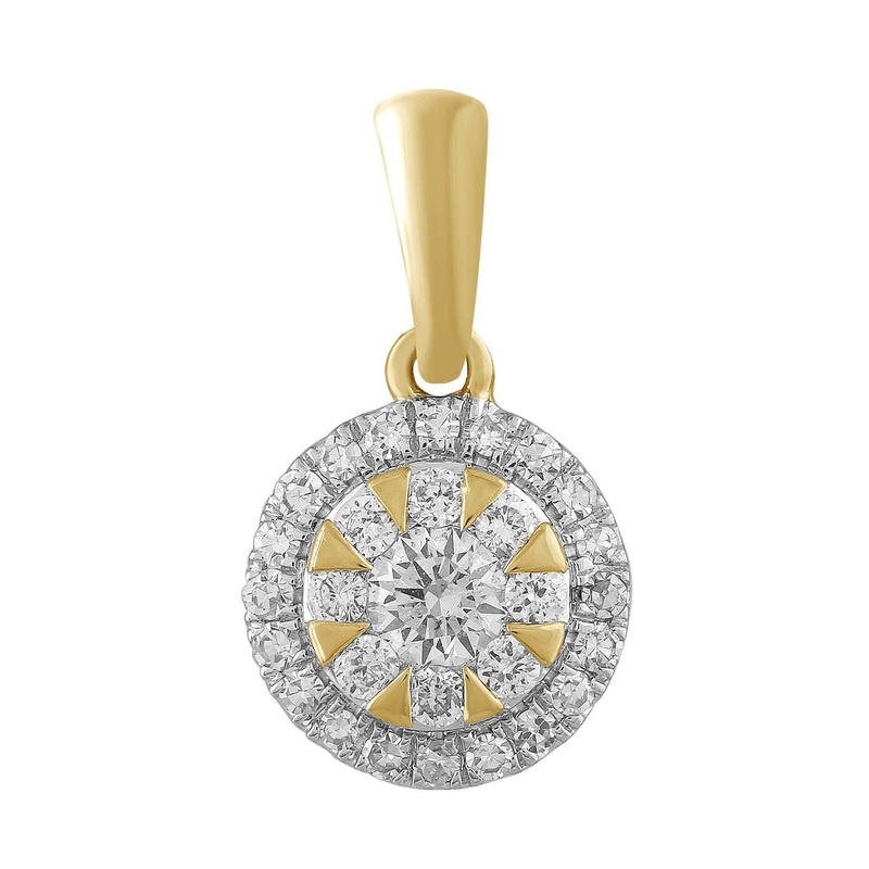0.20ct Diamond Round Pendant In 9ct Yellow Gold
