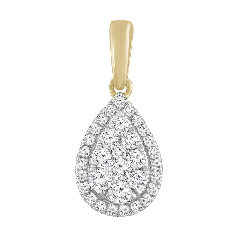 0.25ct Diamond Pear Cut Pendant In 9ct Yellow Gold