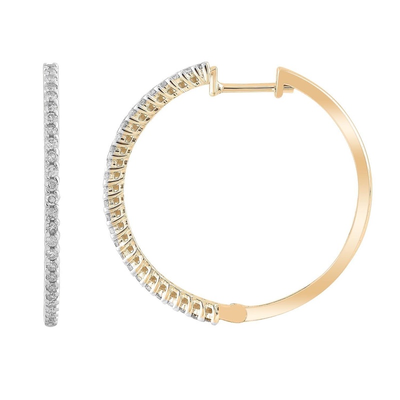 0.33ct Diamond Hoop Earrings In 9ct Yellow Gold