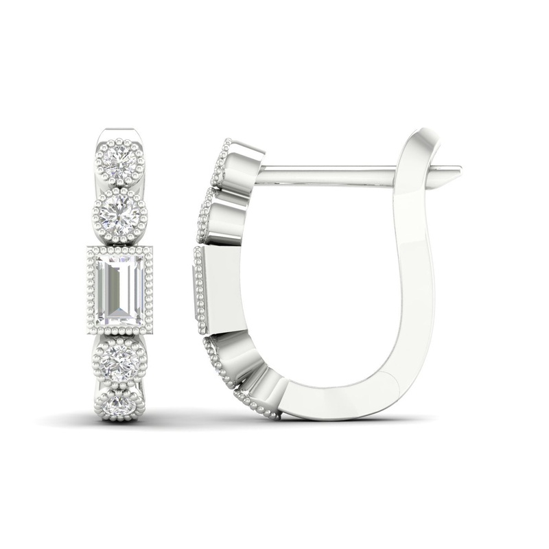 9Ct White Gold 0.15Ct Diamond Huggie Earrings