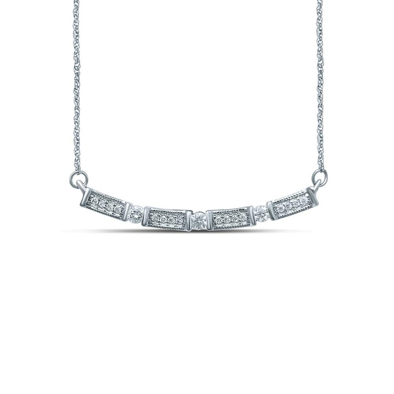 9Ct White Gold 0.15Ct Diamond Necklet
