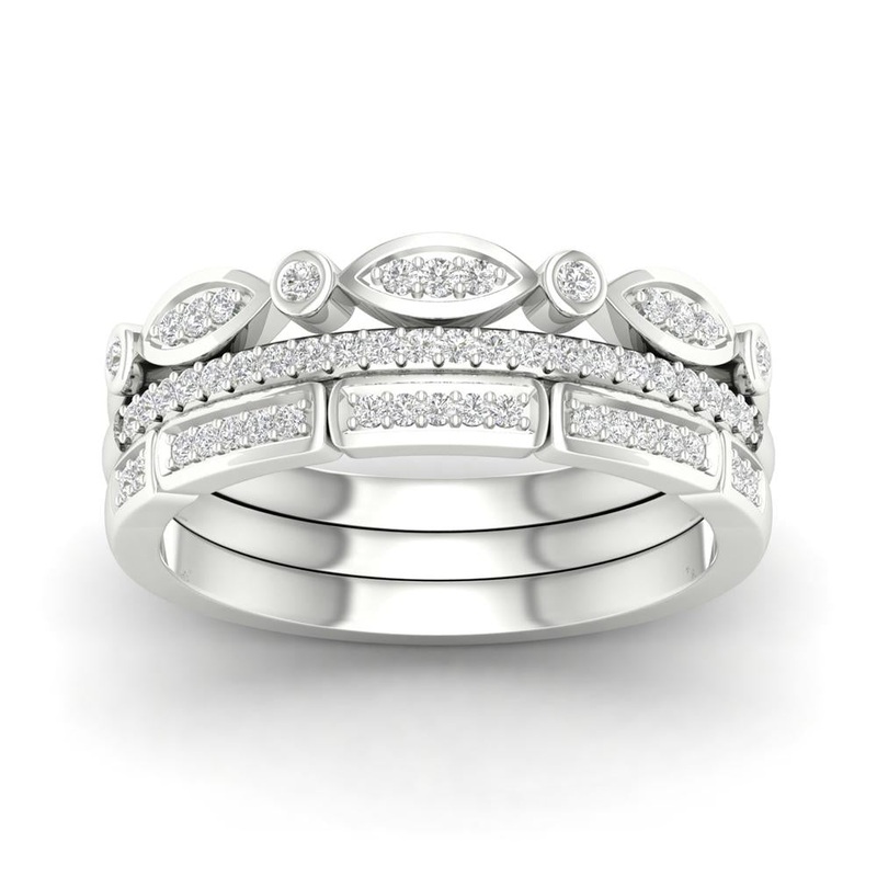 9Ct White Gold 0.25Ct Diamond Ring Set