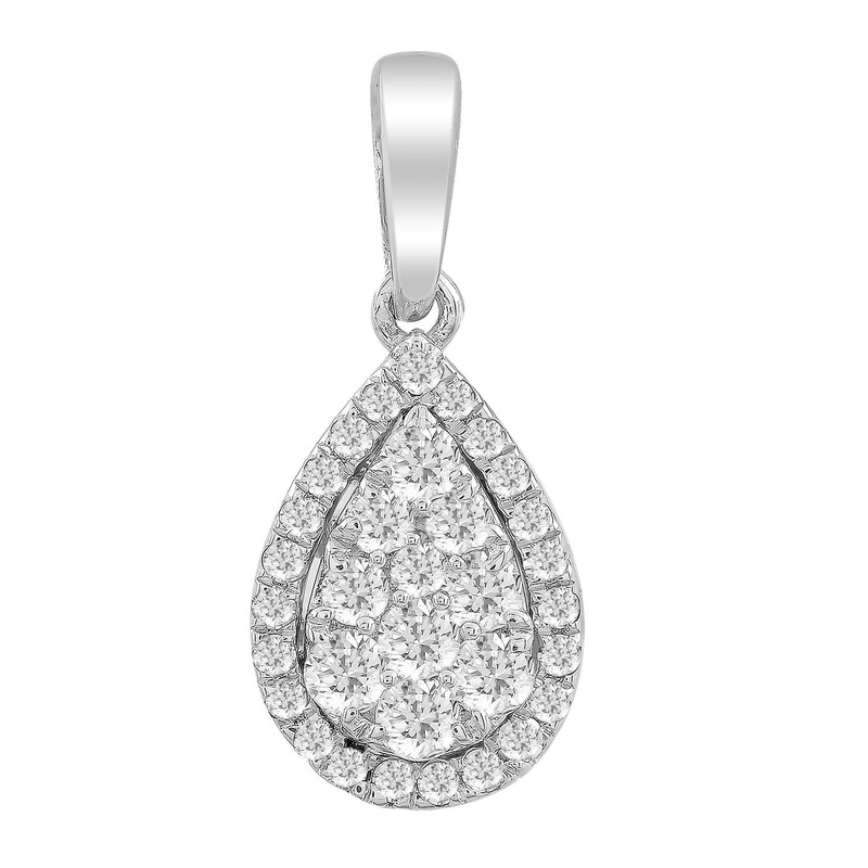 0.25ct Diamond Pear Pendant In 9ct White Gold