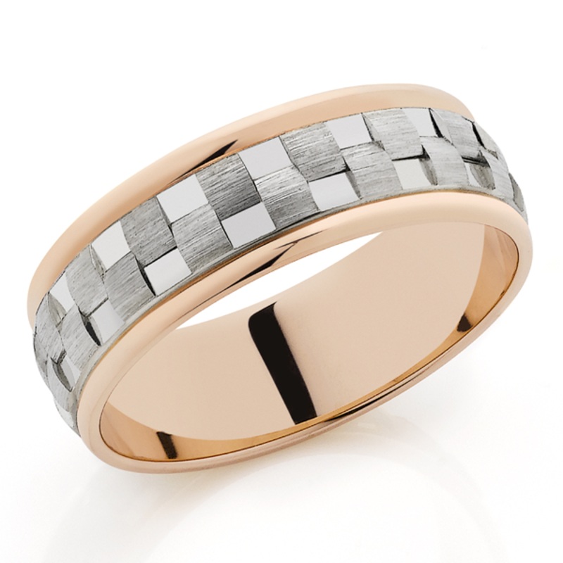 9ct Rose & White Gold 7mm Band