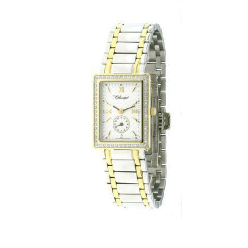 LADIES 2T/STEEL DIAM/CASE SWISS QUARTZ BRACELET