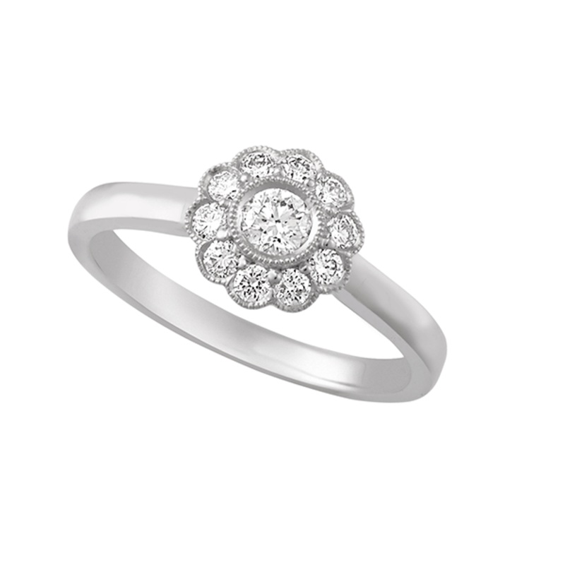 18ct Gold Bezel Set Flower Ring