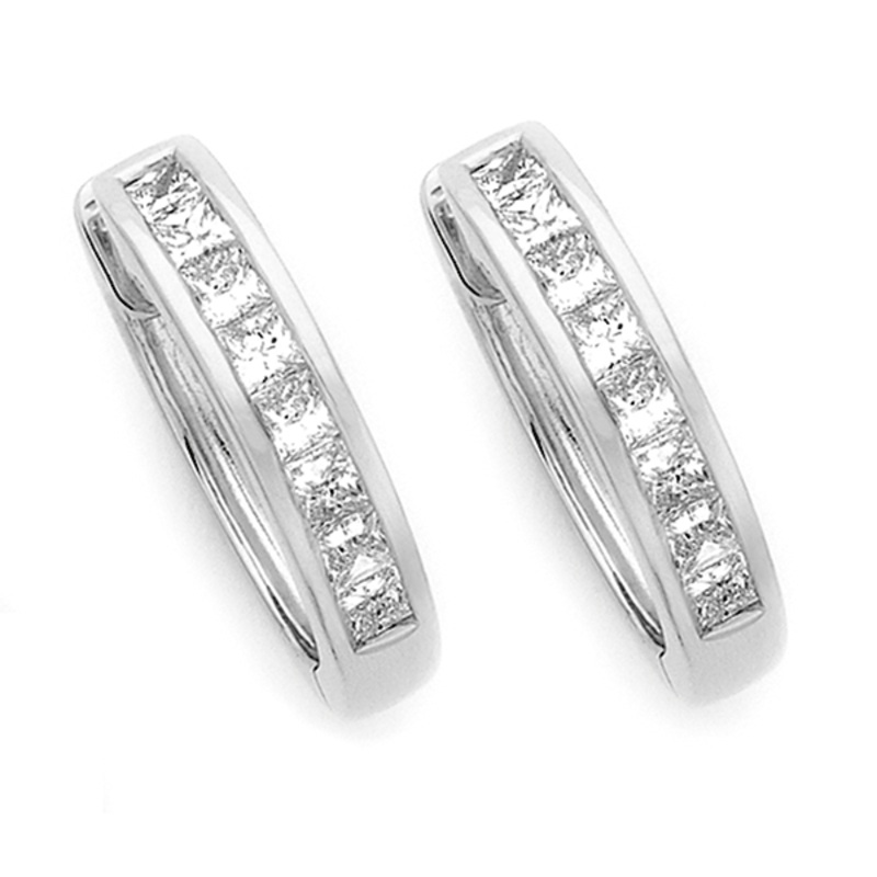 18ct Gold Princess Cut Huggies