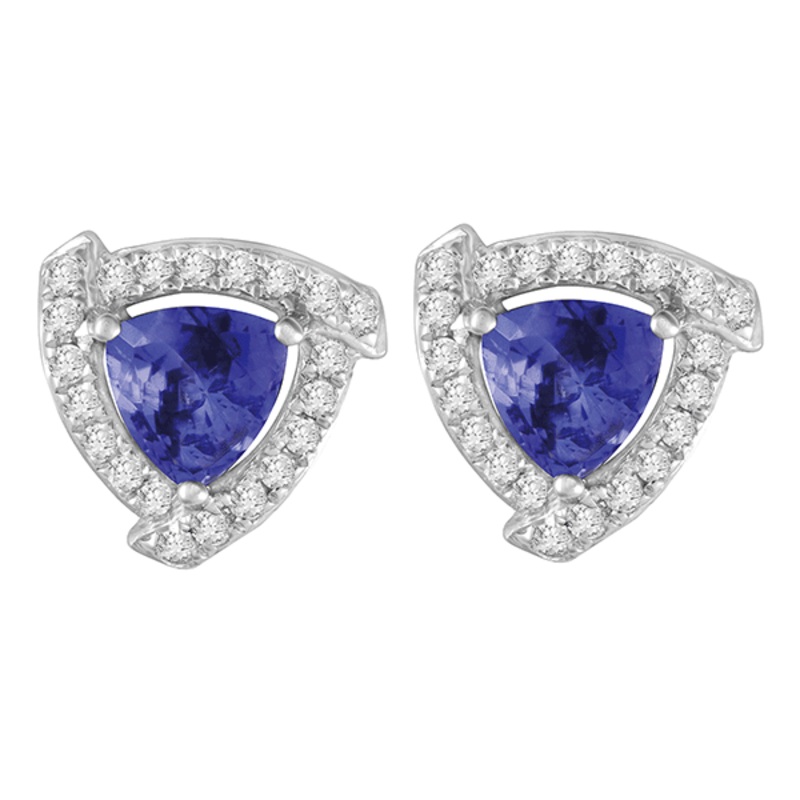 18ct Gold Trilliant Tanzanite Earring