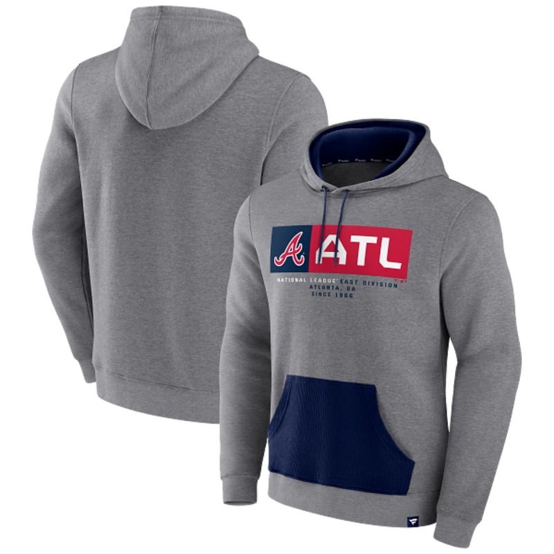 MEN’S ICONIC FLEECE RIB BLOCK HOODIE ATLANTA BRAVES S