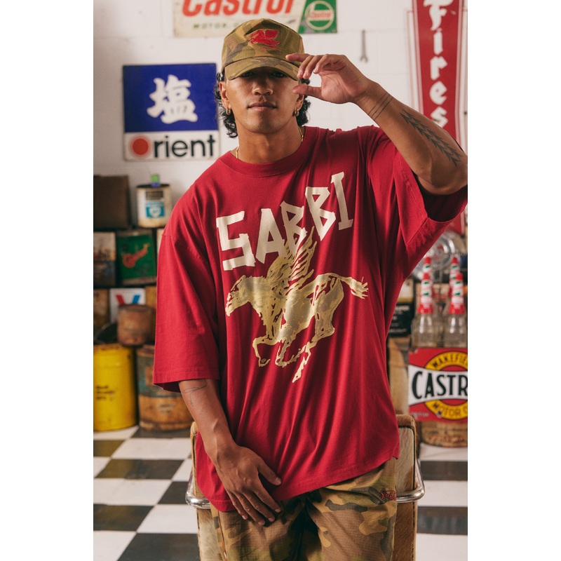 THE VERY OVERSIZED RHINESTONE TEE -RED XXS