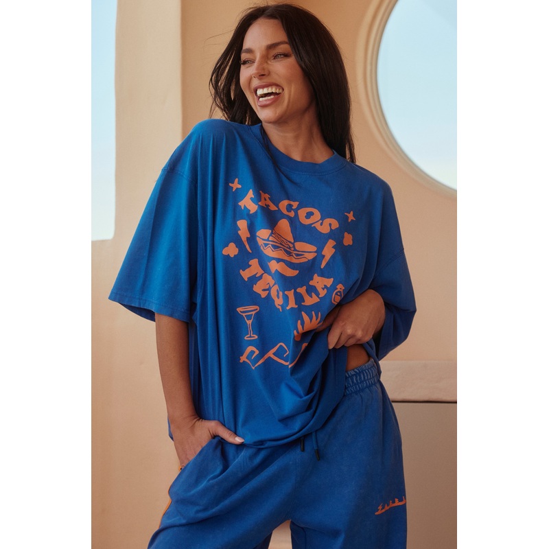 TACO TEQUILA TEE – ROYAL & ORANGE XXS