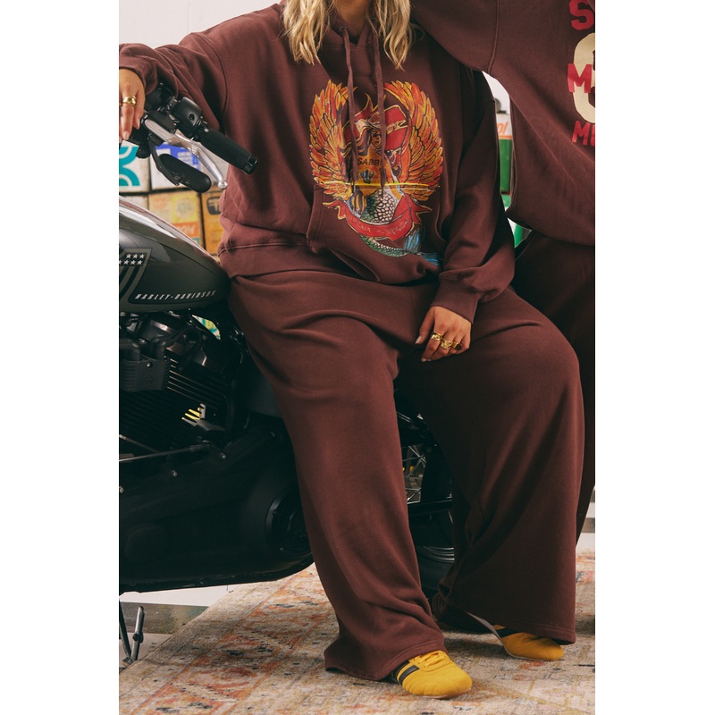 THE BRENDA ENERGY WIDE LEG SWEAT PANTS – CHOCOLATE XXS