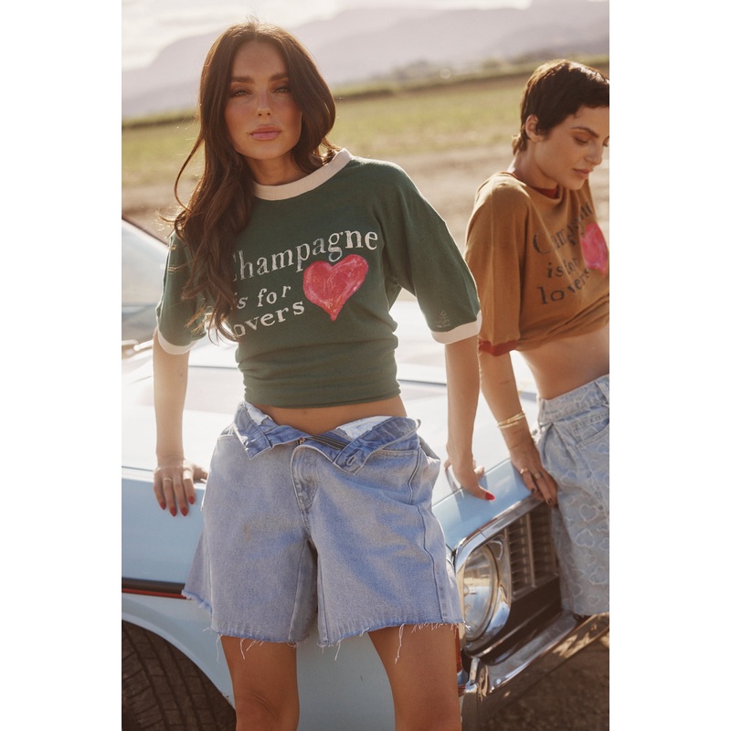 THE CHAMPAGNE IS FOR LOVERS TEE – GREEN XS
