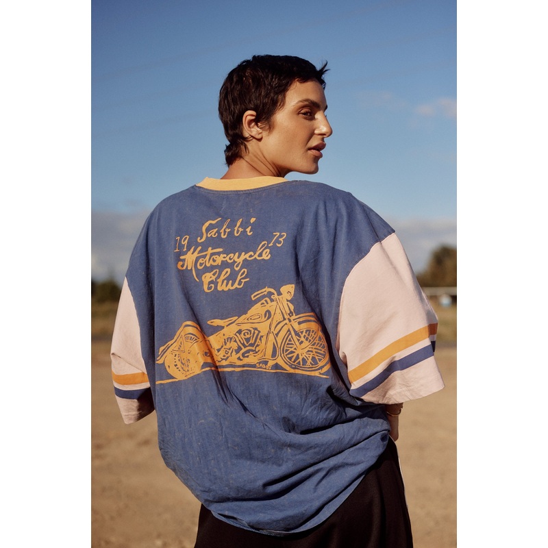 THE VERY OVERSIZED ROSES + TATTOOS TEE – BLUE XXS