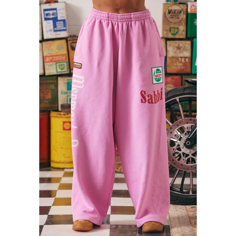 WIDE LEG SWEAT PANTS – MERMAID RACING – PINK XS
