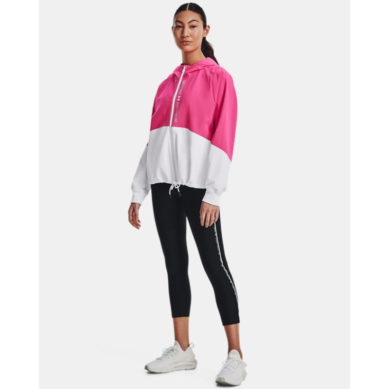 Women’s Woven Full Zip Jacket PINK/WHITE XS