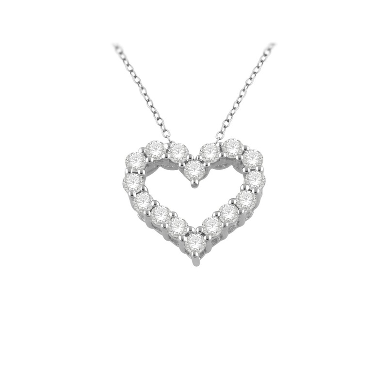 9ct white gold 0.25ct diamond heart slider