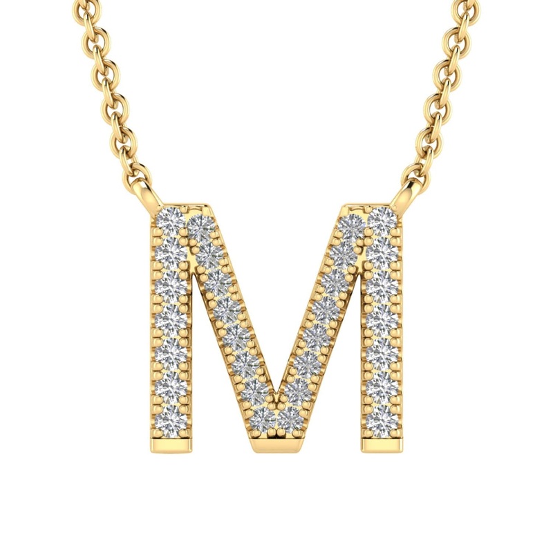 9ct Yellow Gold Diamond Initial ‘M’ Necklace