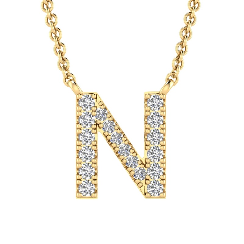 9ct Yellow Gold Diamond Initial ‘N’ Necklace