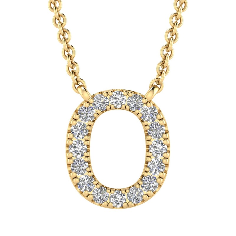 9ct Yellow Gold Diamond Initial ‘O’ Necklace