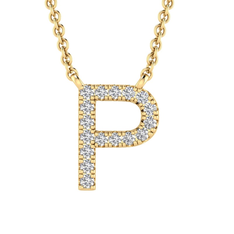 9ct Yellow Gold Diamond Initial ‘P’ Necklace
