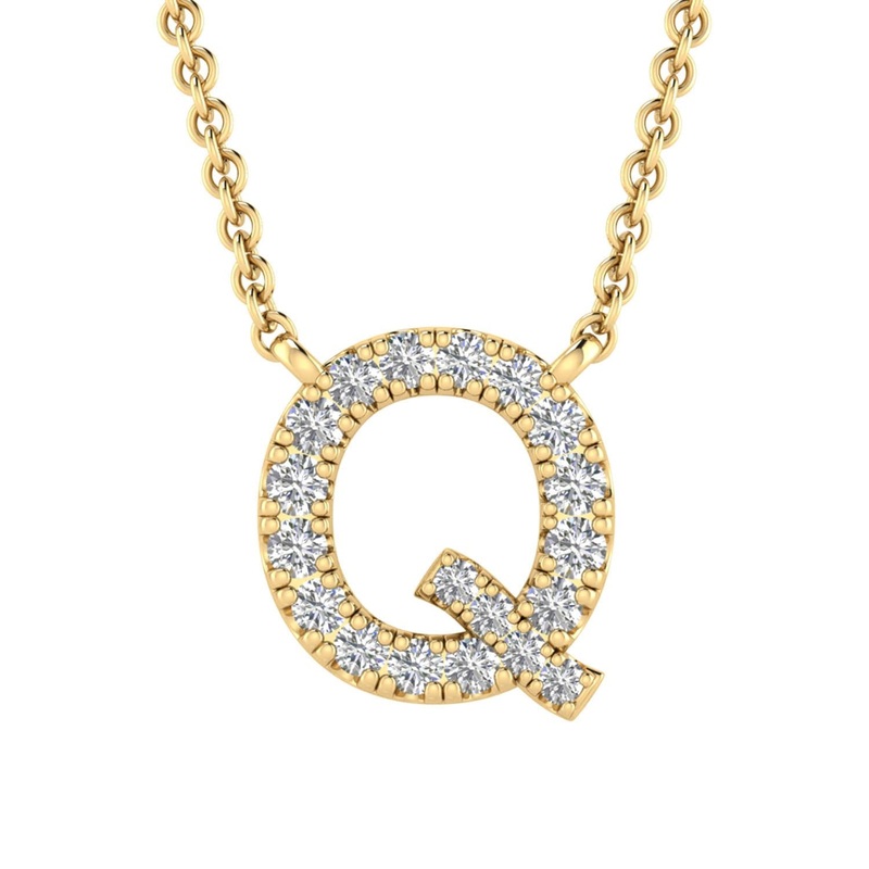 9ct Yellow Gold Diamond Initial ‘Q’ Necklace