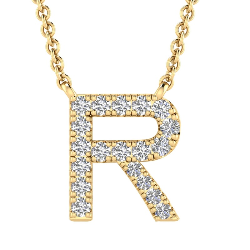 9ct Yellow Gold Diamond Initial ‘R’ Necklace