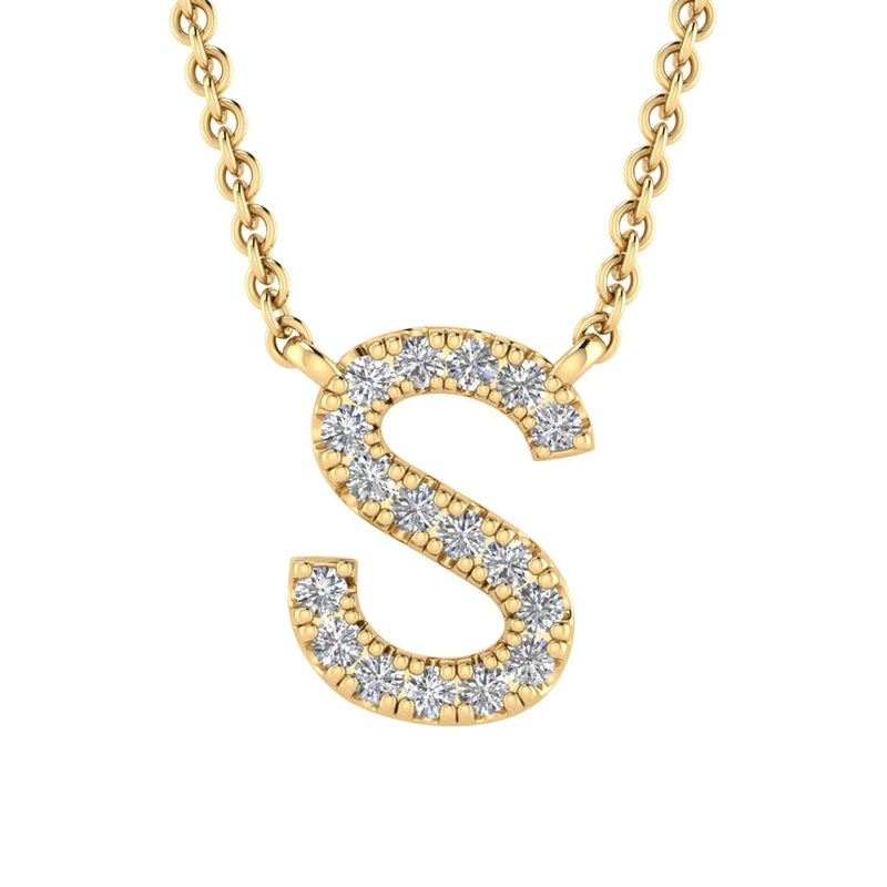 9ct Yellow Gold Diamond Initial ‘S’ Necklace
