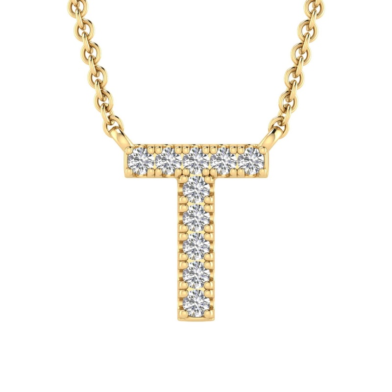 9ct Yellow Gold Diamond Initial ‘T’ Necklace