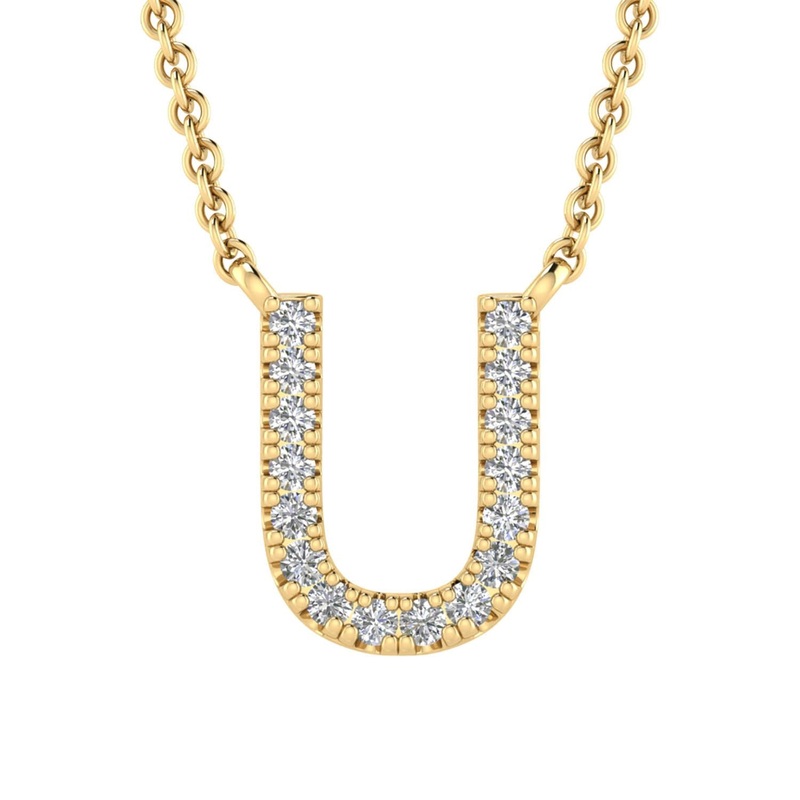9ct Yellow Gold Diamond Initial ‘U’ Necklace