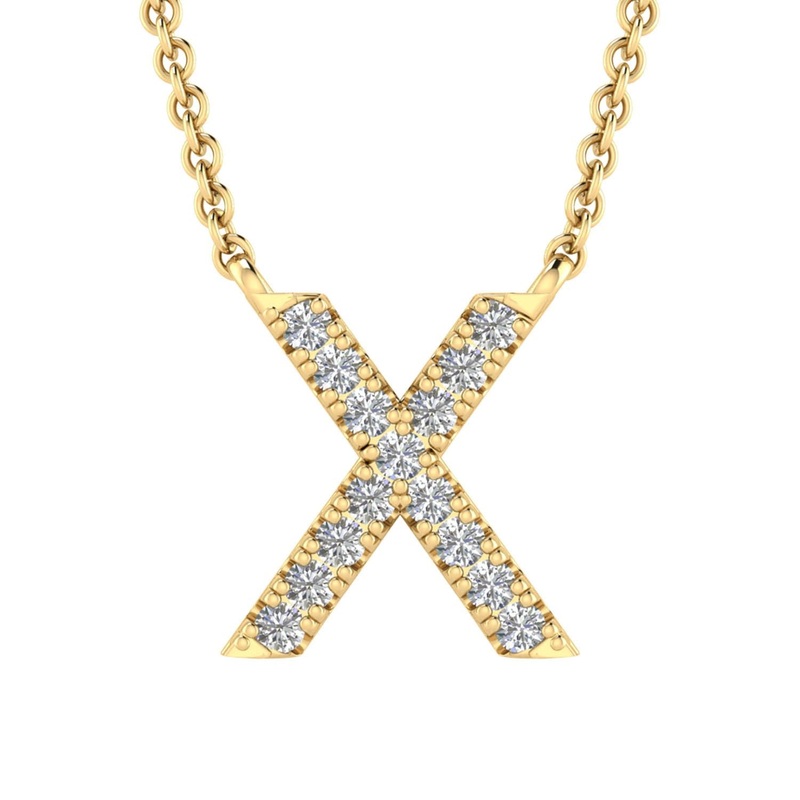 9ct Yellow Gold Diamond Initial ‘X’ Necklace