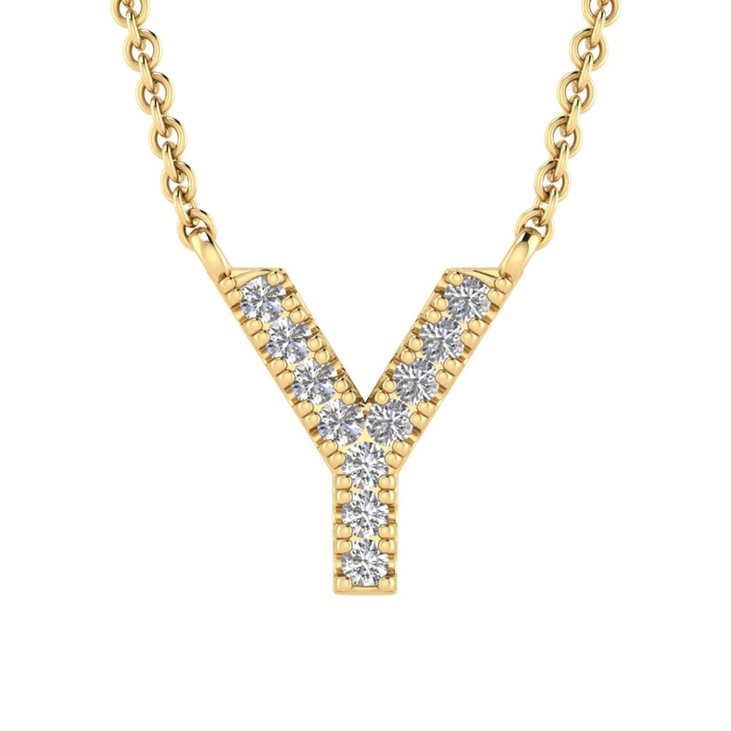 9ct Yellow Gold Diamond Initial ‘Y’ Necklace