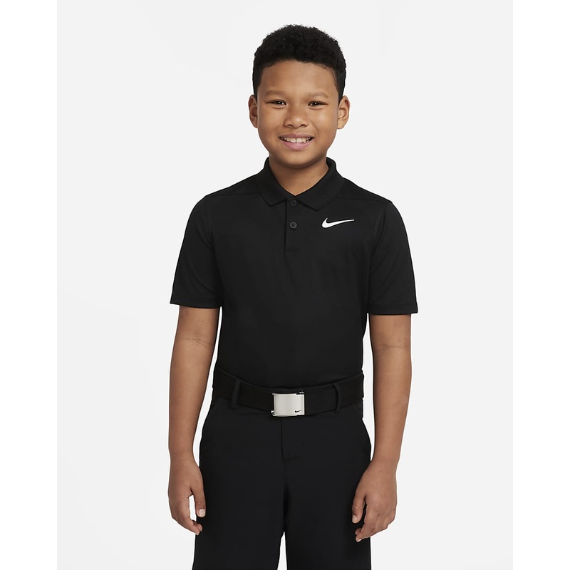 Boy’s Youth Dri-FIT Victory Golf Polo BLACK/WHITE S