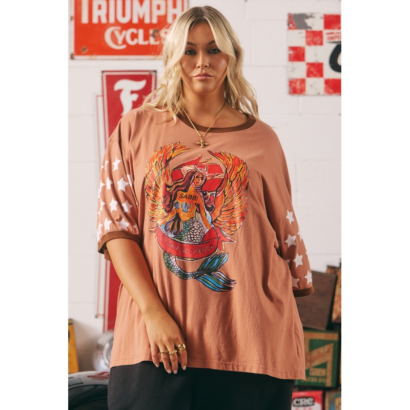 THE VERY OVERSIZED DREAM BIG BRENDA TEE – CLAY XXS