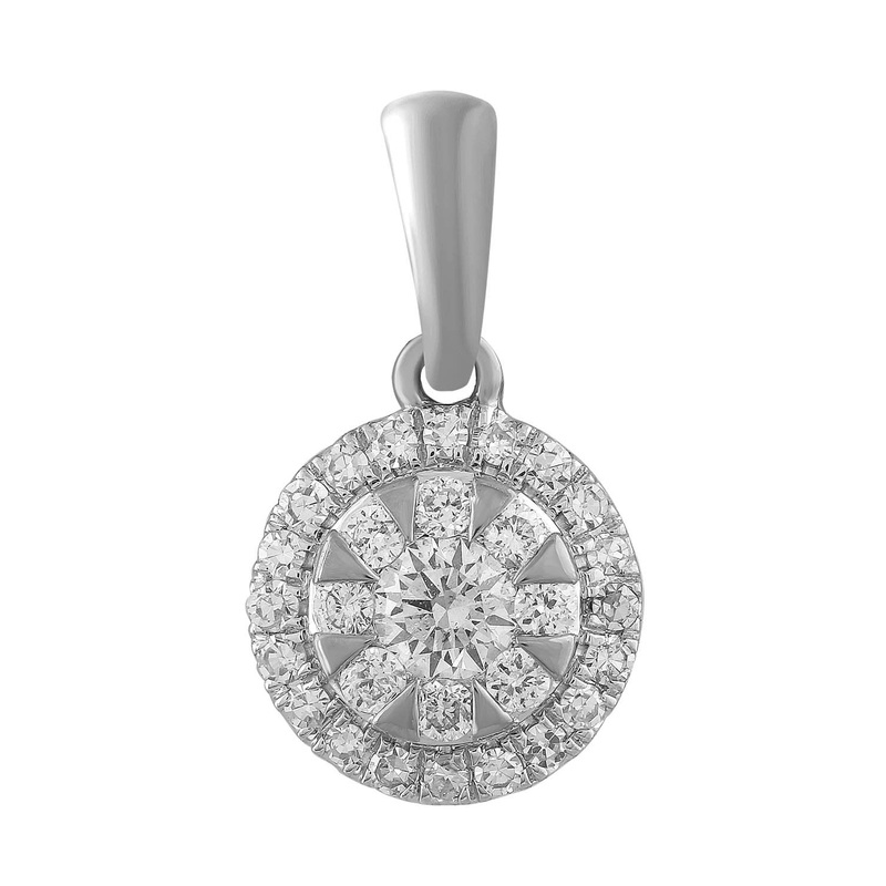 9ct White Gold 0.20ct Diamond Round Pendant