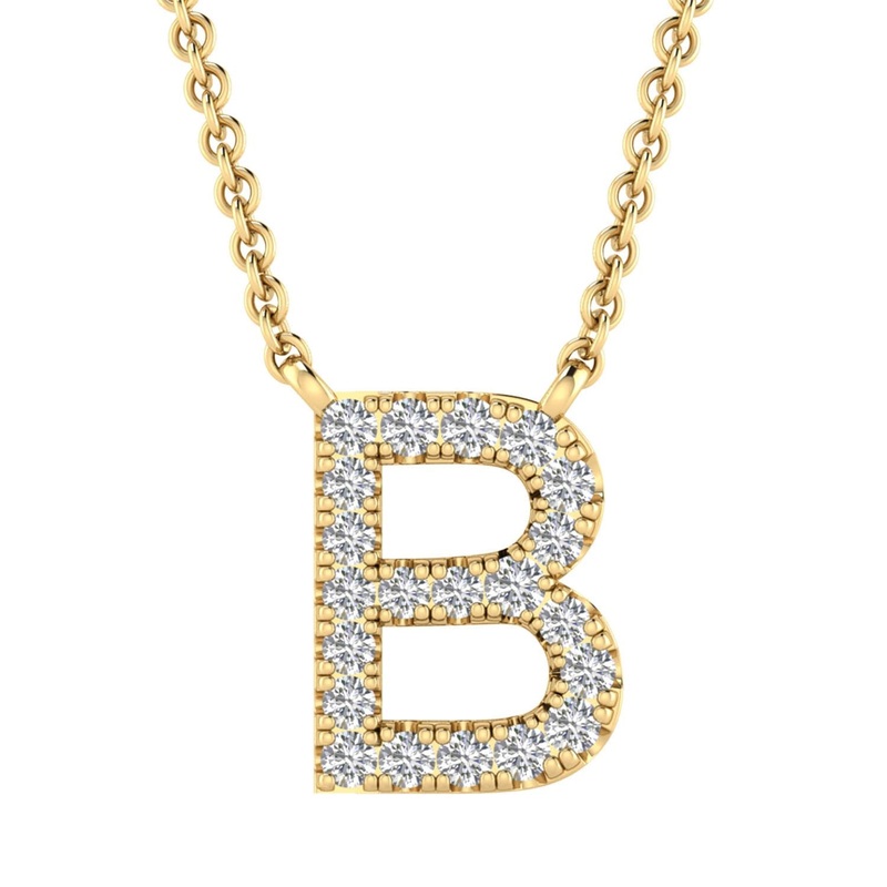 9ct Yellow Gold Diamond Initial ‘B’ Necklace