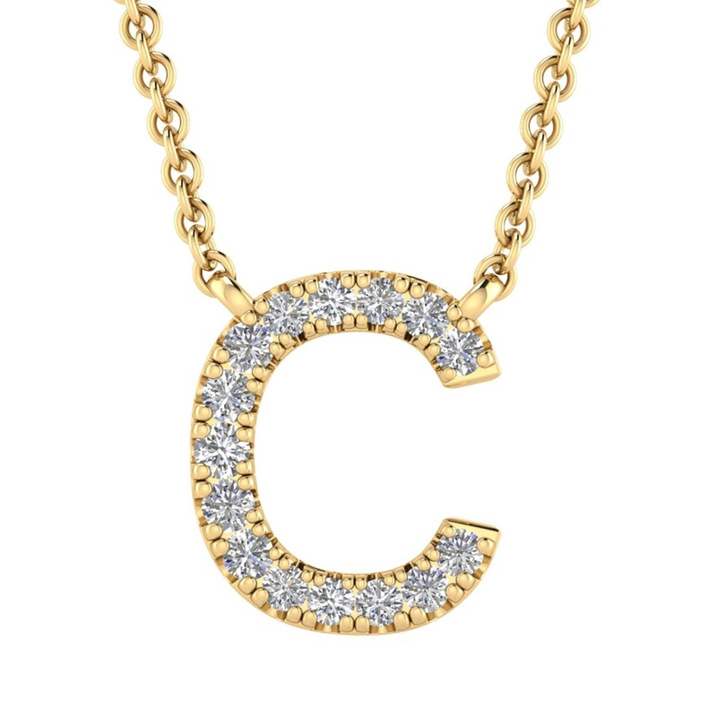 9ct Yellow Gold Diamond Initial ‘C’ Necklace
