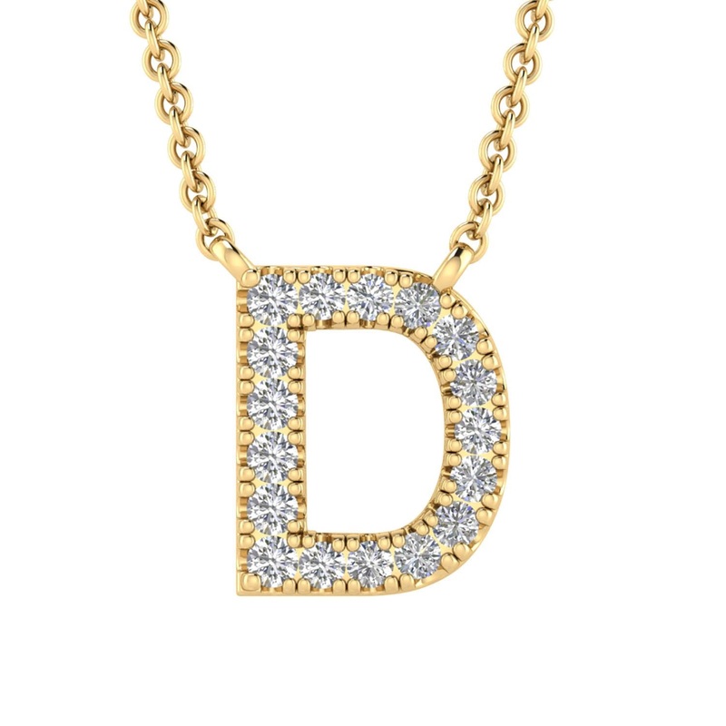 9ct Yellow Gold Diamond Initial ‘D’ Necklace