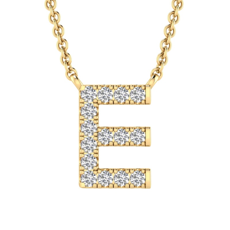9ct Yellow Gold Diamond Initial ‘E’ Necklace
