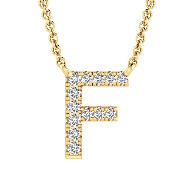 9ct Yellow Gold Diamond Initial ‘F’ Necklace